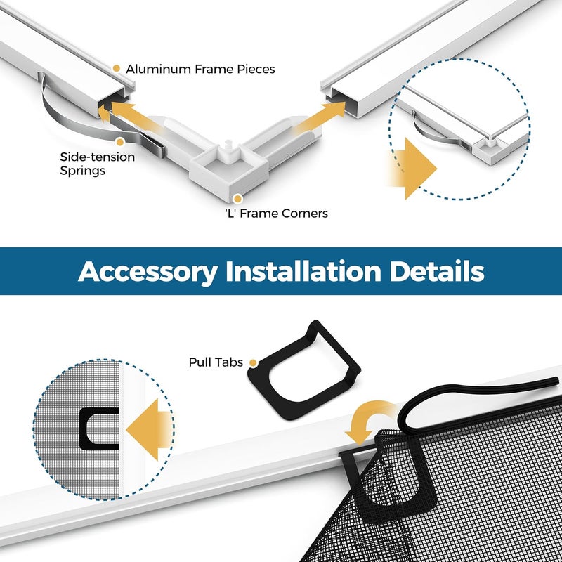 augblinds Window Screen Frame Kit, 5/16 Inch x 3/5 Inch x 46 Inch, Makes One Complete Screen 46" x 46" Or Smaller, Includes Premium Screen Mesh, 4 Heavy Duty Corners & Durable Spline, 1 Set, White - Image 5